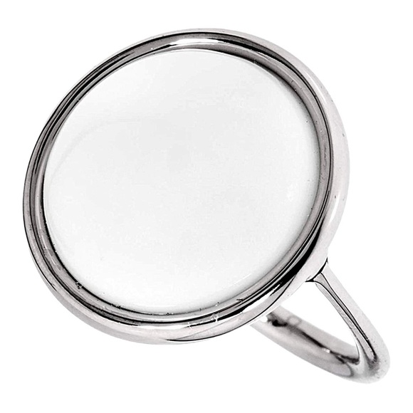 Calvin Klein NWT Loop Two Tone Ring with a Round White Coral Stone Size 9 - Picture 1 of 8